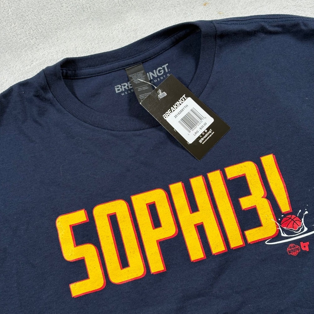 BreakingT Kids Sophie Cunningham SOPHI3! Indiana Fever WNBA Navy T-Shirt Large